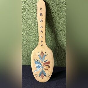 Hand Painted Floral Wood Flat Paddle Folk Art Vintage Cottagecore